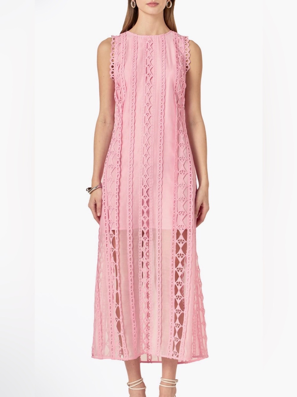 Endless Rose - Sleeveless Pink Lace Maxi Dress